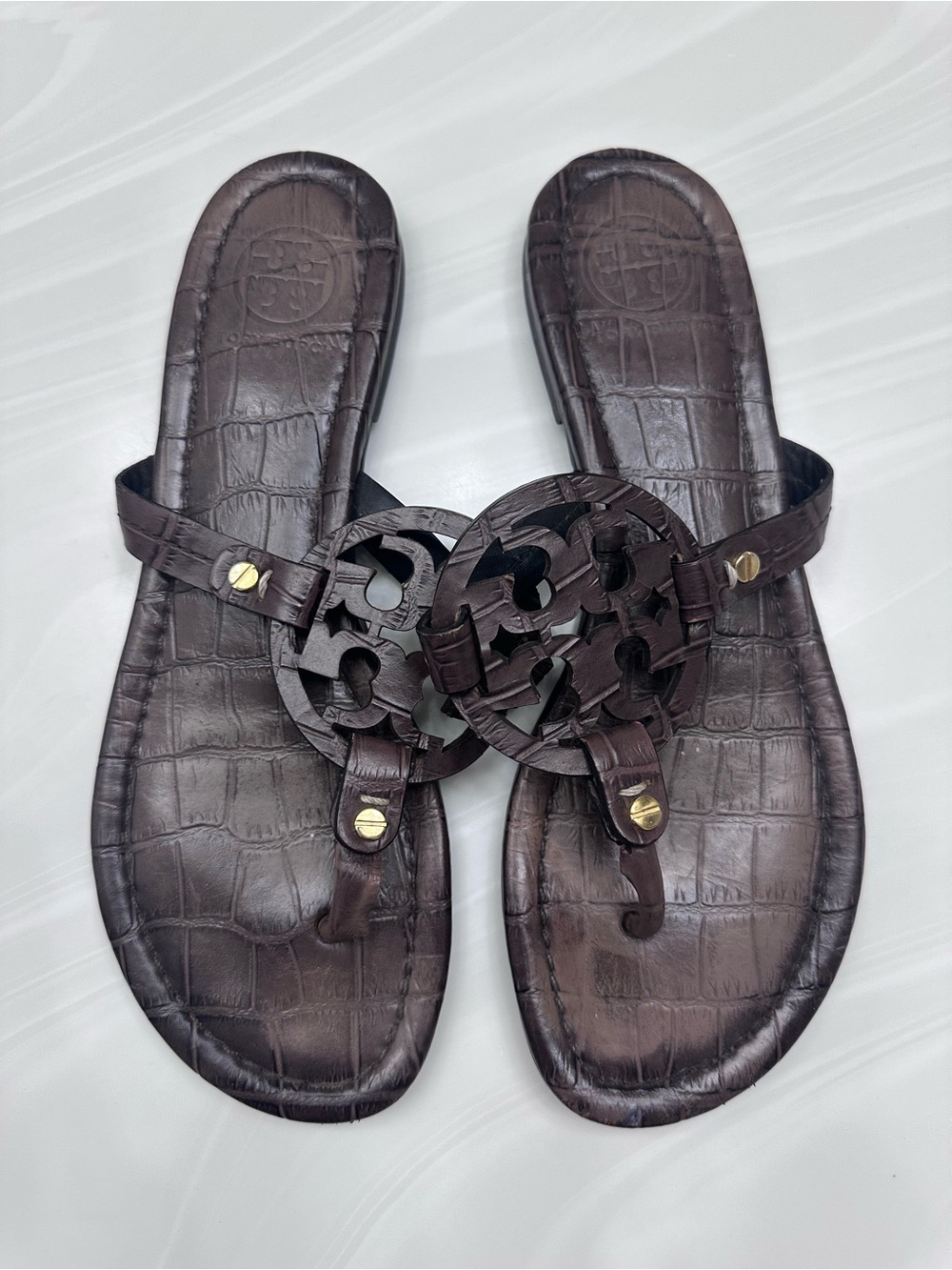 Tory Burch Miller sandals Brown crocodile